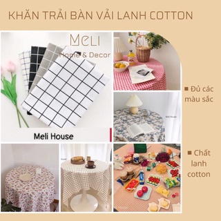 Khăn Trải Bàn Vải Lanh Cotton, Thảm Vải Picnic, Phông Nền Chụp Ảnh, Vải Caro, Vải Hoa Vintage