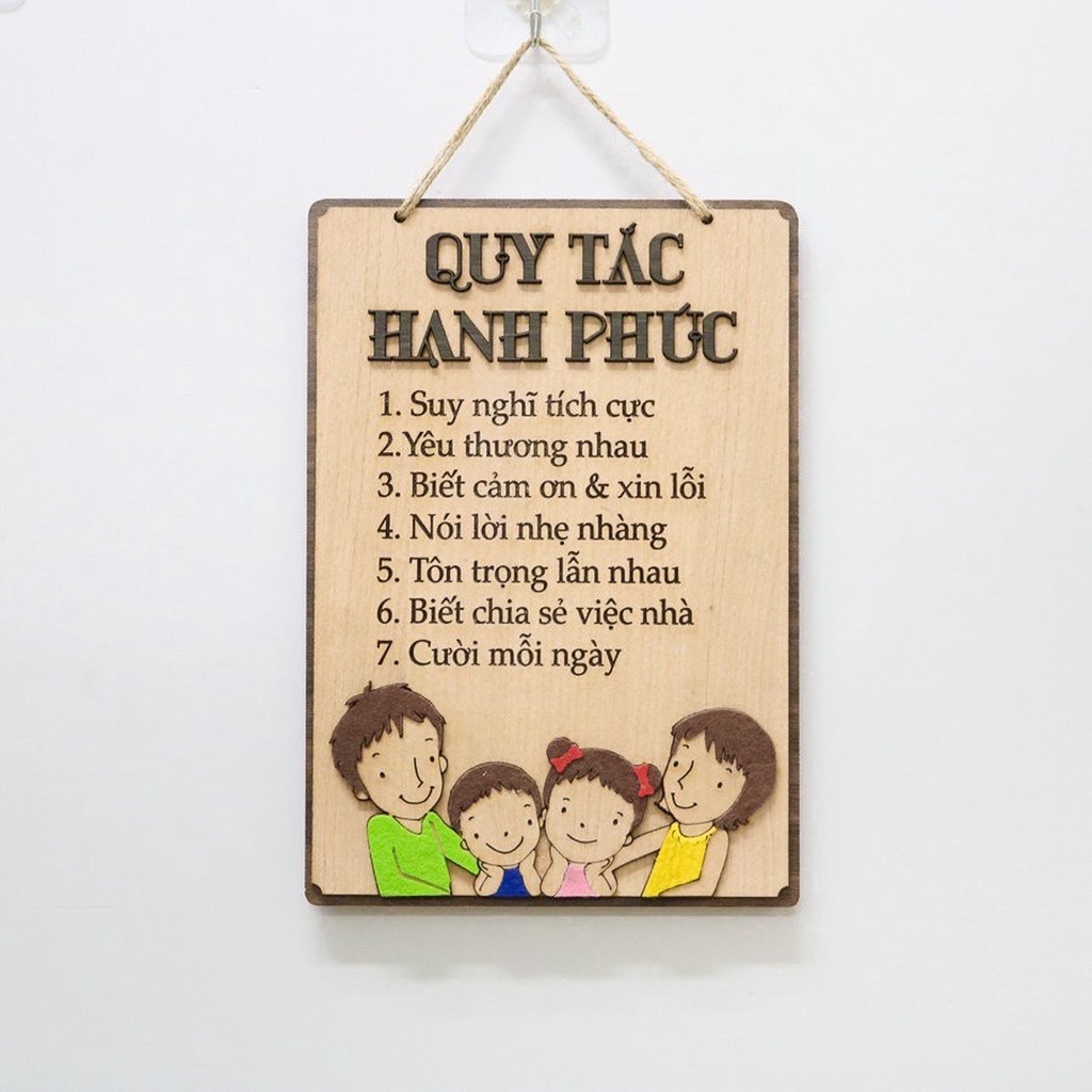 Bảng gỗ decor size 32 * 25 cm .Qui tắc hạnh phúc tranh treo trang trí phòng ngủ ,phòng khách cửa hàng ,gia đình .