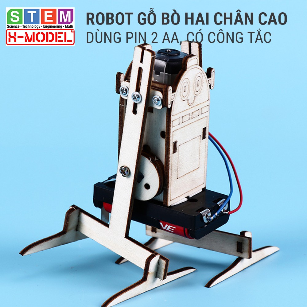Robot gỗ bò hai chân cao đồ chơi STEM sáng tạo cho bé ST98 XMODEL, Đồ chơi cho bé DIY| Giáo dục STEM, STEAM