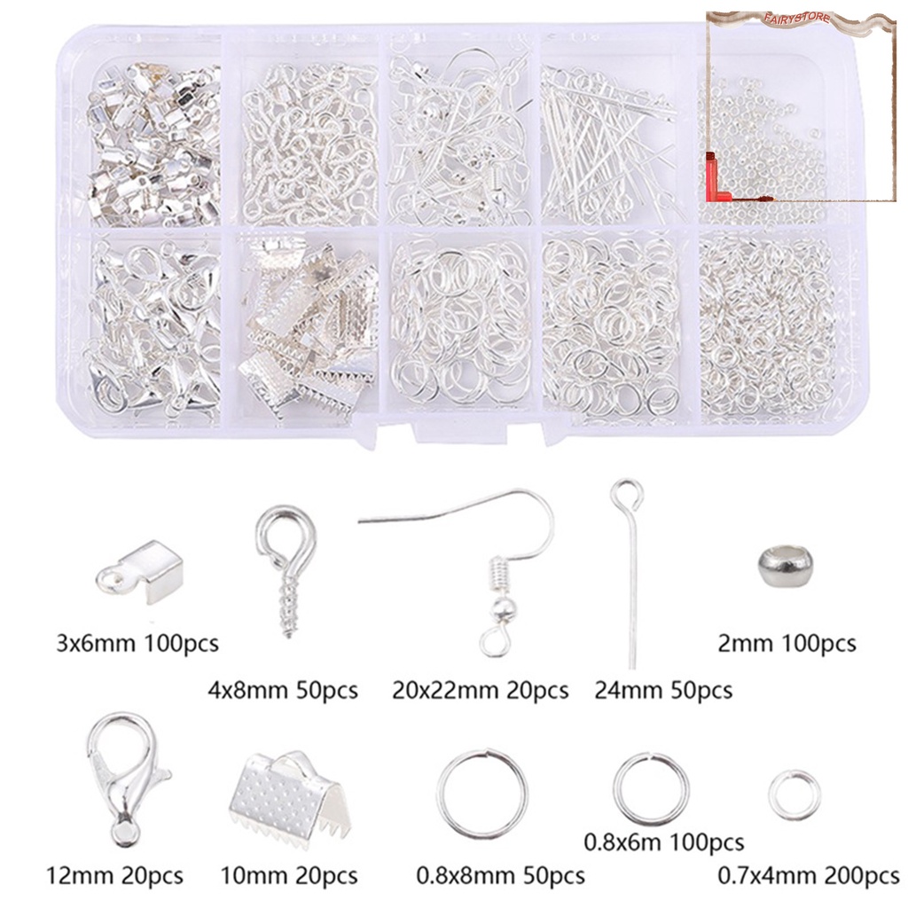 Set 710 Phụ Kiện Làm Đồ Trang Sức Thủ Công Bằng Kim Loại Có Móc