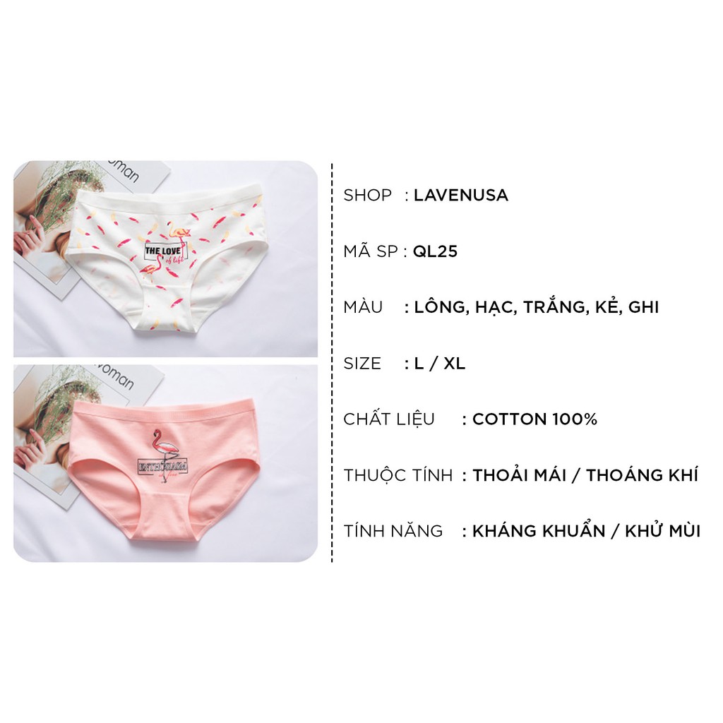 Quần lót nữ cotton cao cấp co giãn kháng khuẩn in hình đáng yêu dễ thương QL25 | BigBuy360 - bigbuy360.vn