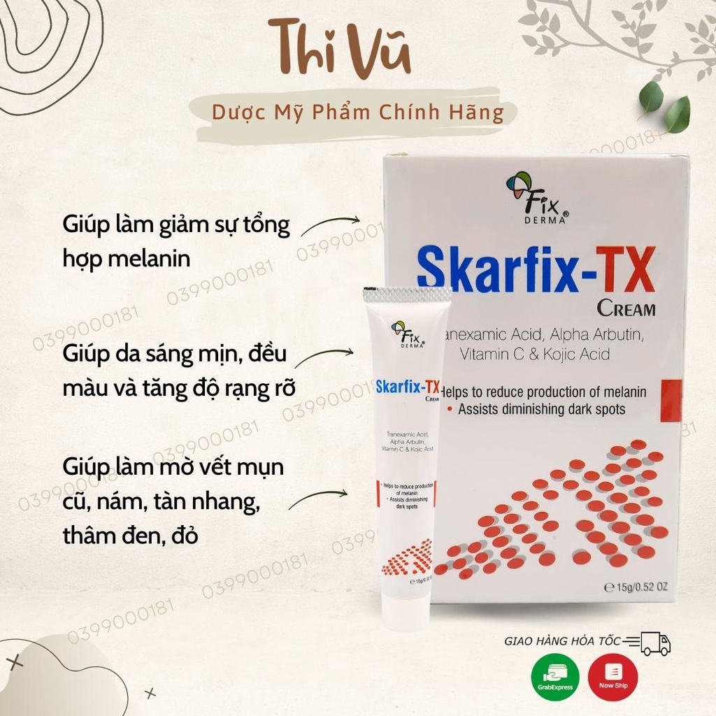 (Nhập khẩu) Kem Sáng Da Mờ Thâm Nám Fixderma SKARFIX TX CREAM 15g - Thi Vũ