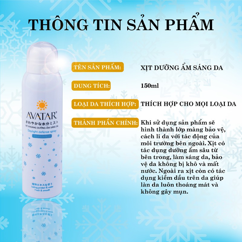 Xịt khoáng dưỡng da AVATAR 150ml