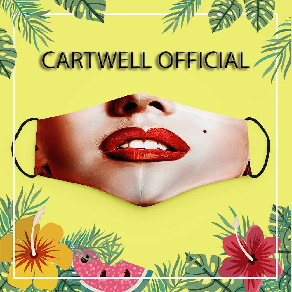 Khẩu trang vui nhộn mặt hút thuốc dễ thương vải đẹp mặt người 154 CARTWELL dày 2 lớp không đau tai có thể giặt và tái sử
