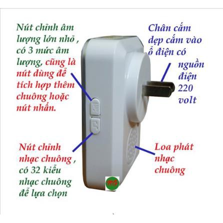 Chuông cửa chuông báo khách nút nhấn không dùng Pin Zanka 718