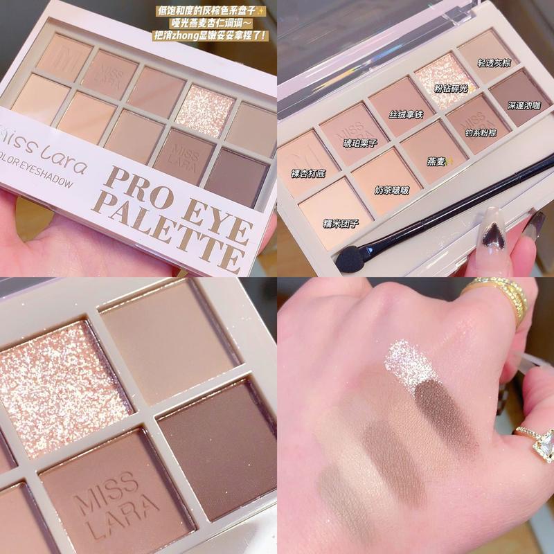 Bảng Phấn Mắt Miss lara 10 Màu Lì Và Ánh Ngọc Trai Kết Hợp Trang Điểm Lâu Trôi