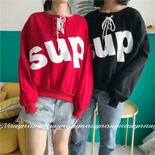 Áo sweater đan dây cách điệu supreme