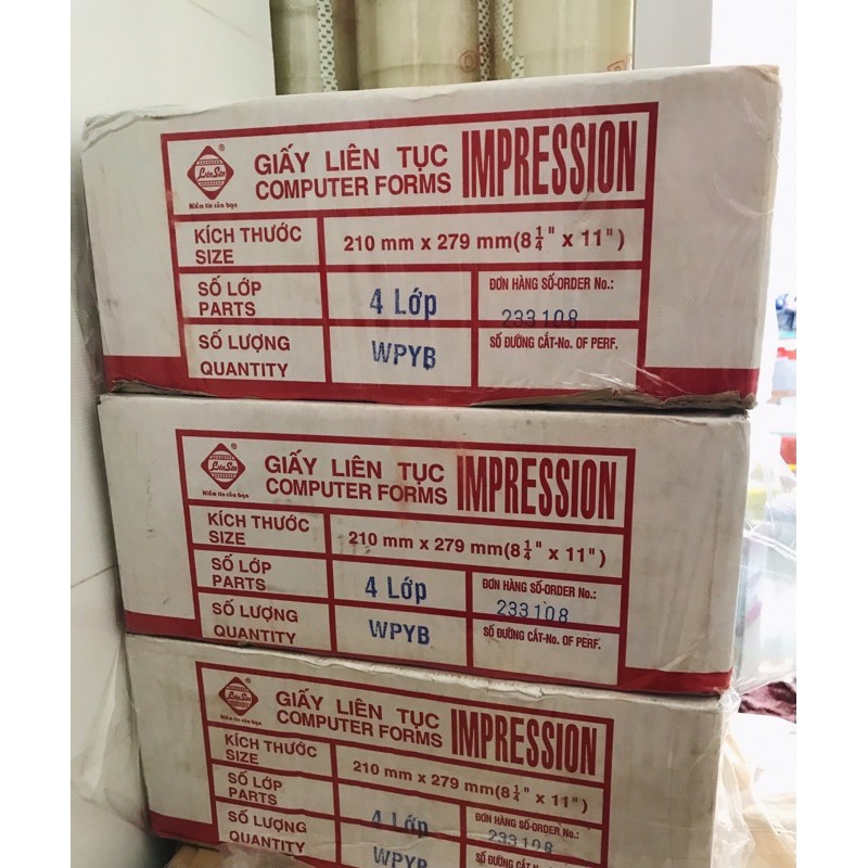 GIẤY LIÊN TỤC 4 LIÊN KHÔNG CHIA HIỆU LIÊN SƠN KHỔ A4