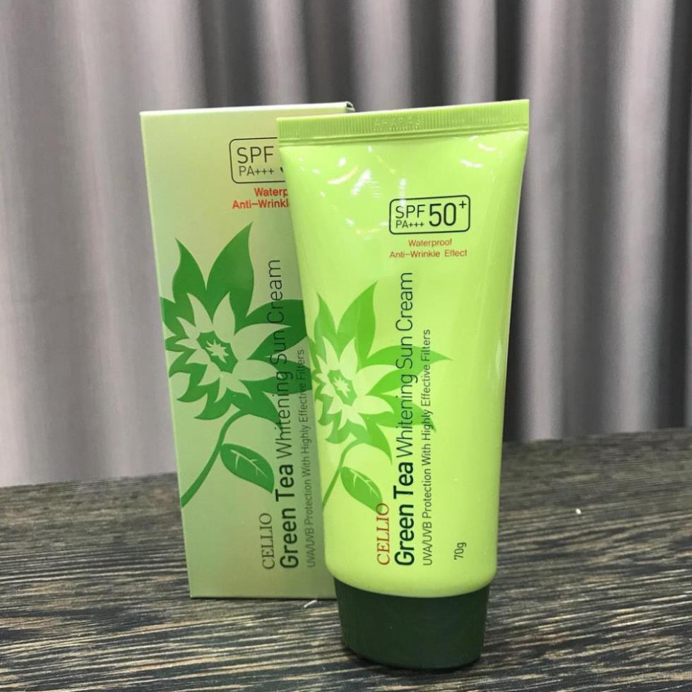 Kem chống nắng trà xanh Cellio Green Tea Whitening Sun Cream SPF 50+