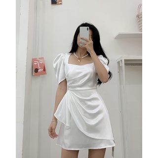 Đầm phi bèo nhún hông