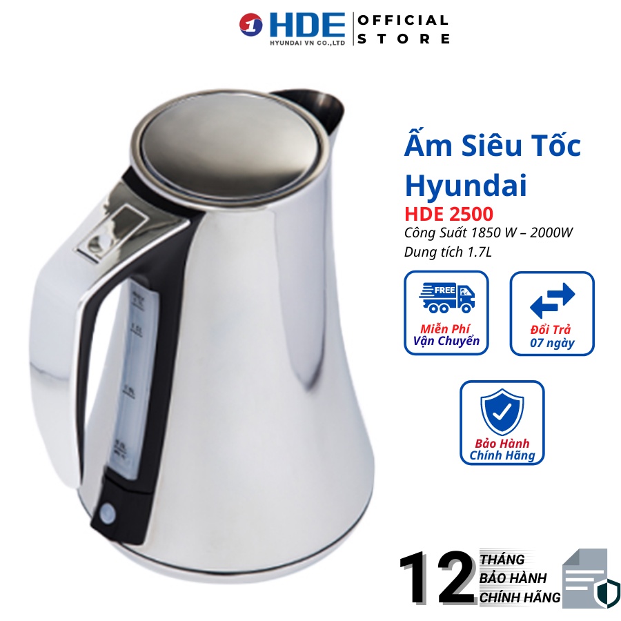 [Mã ELHADEV giảm 4% đơn 300K] Bình đun nước siêu sốc Hyundai HDE 5001S - 1.7L