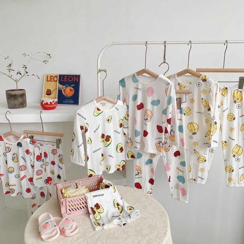 Bộ Dài Tay Chất Cotton Lưới Sợi Tre Cho Bé Trai size 1-7 tuổi, Đồ Bộ Mặc Ngủ Điều Hoà