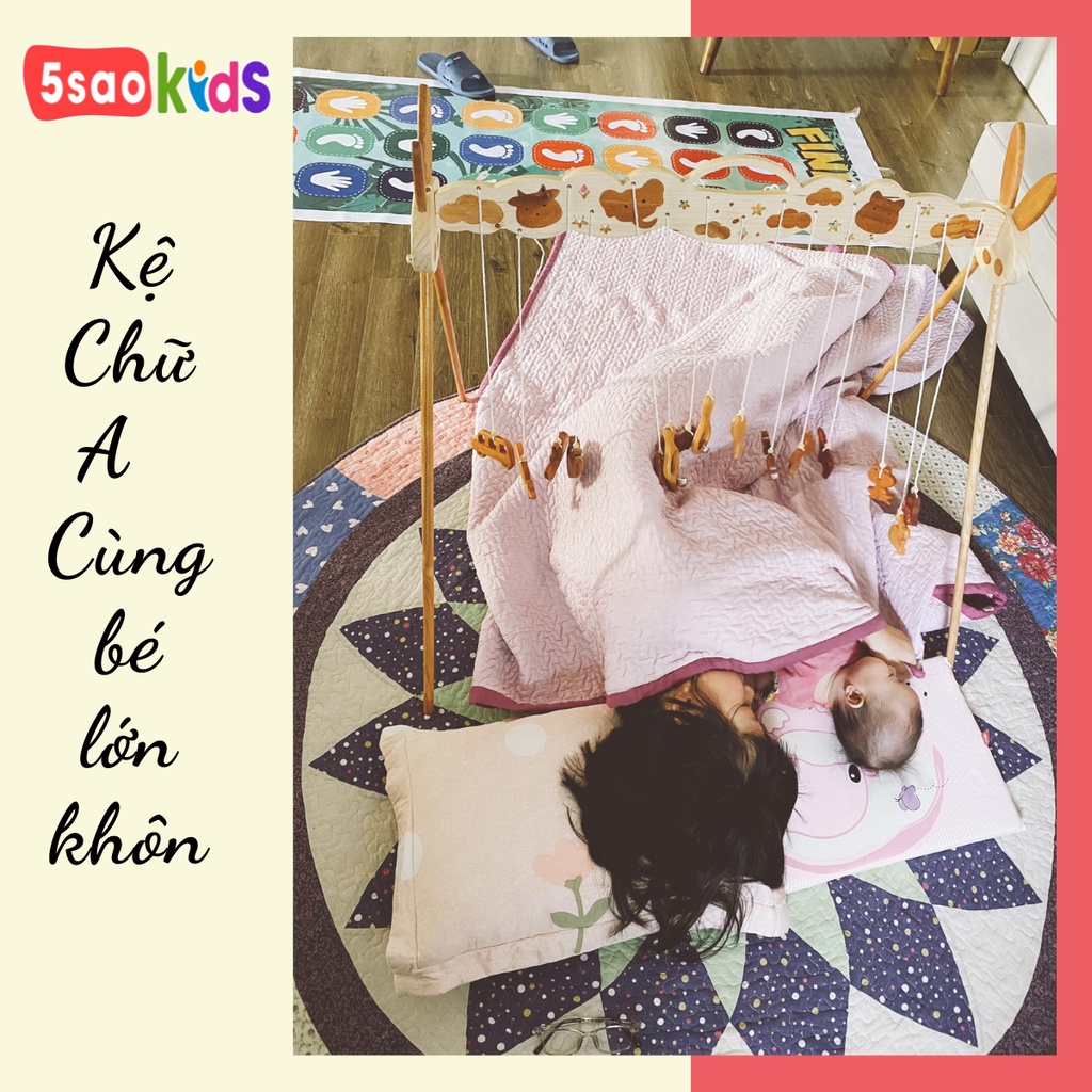 KỆ GỖ CHỮ A, đồ chơi kệ chữ A cho bé sơ sinh - 5Saokids