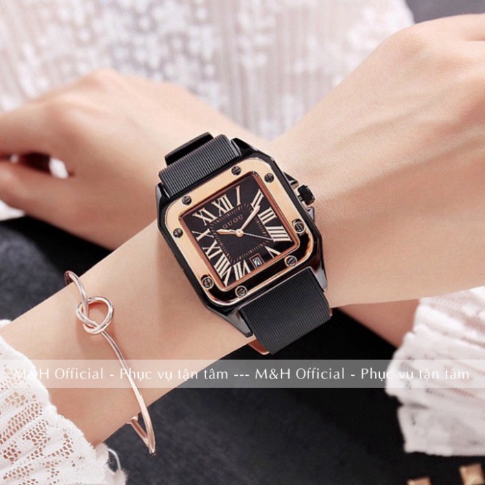 Đồng hồ đeo tay nữ Guou mặt vuông dây da cao cấp, thời trang Hàn Quốc đẹp giá rẻ [Tặng bông tai] | BigBuy360 - bigbuy360.vn