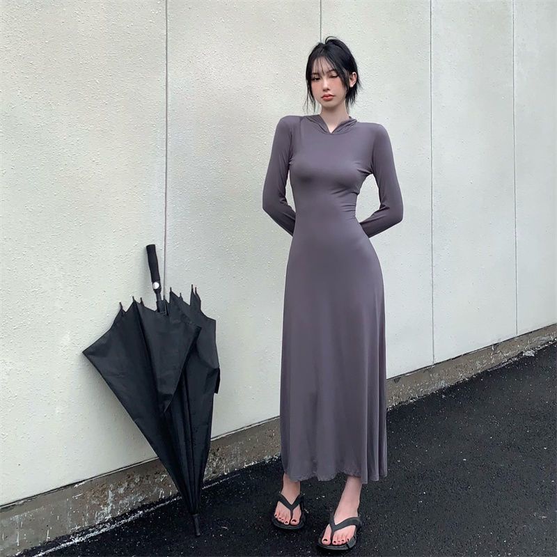 COZOK Váy Hoodie Tay Dài Form Ôm Kiểu Dáng Hợp Thời Trang