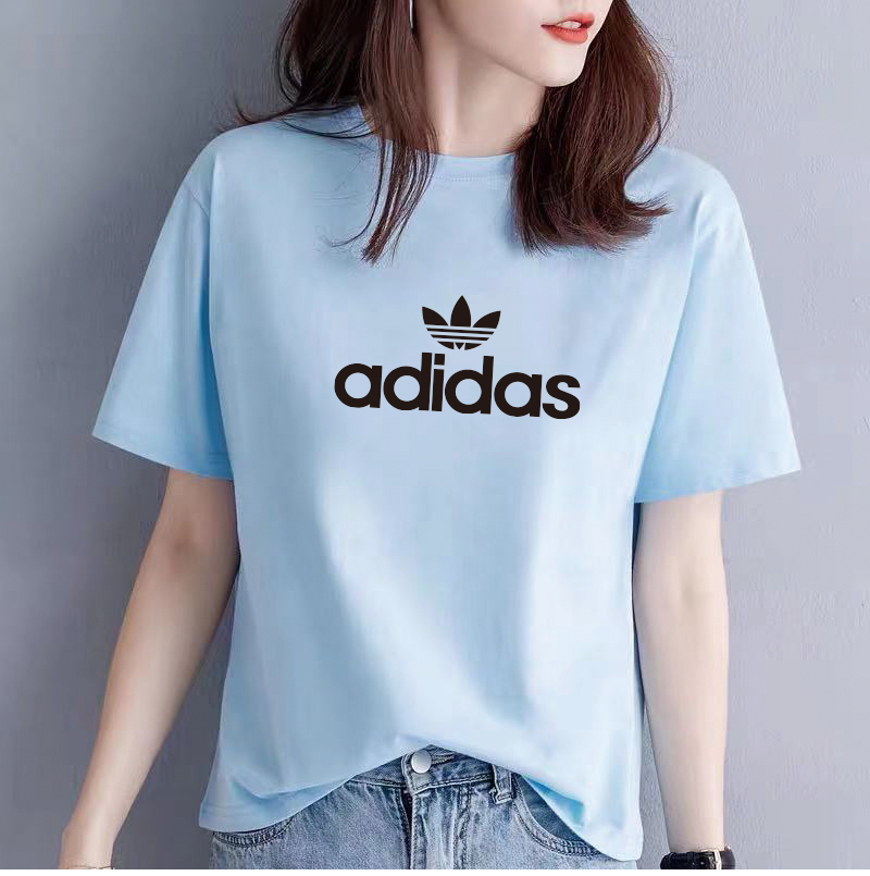 Bộ Đồ Thể Thao Tay Ngắn Dáng Rộng In Logo Adidas Thời Trang Mùa Hè Cho Nữ