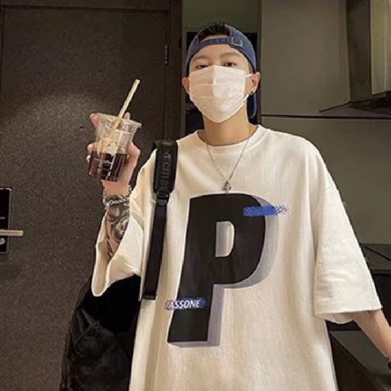 Áo Thun Dáng Rộng In Chữ Phong Cách Hip Hop Đường Phố Hàn Quốc Thời Trang Mùa Hè Cho Nam Cỡ M-5XL