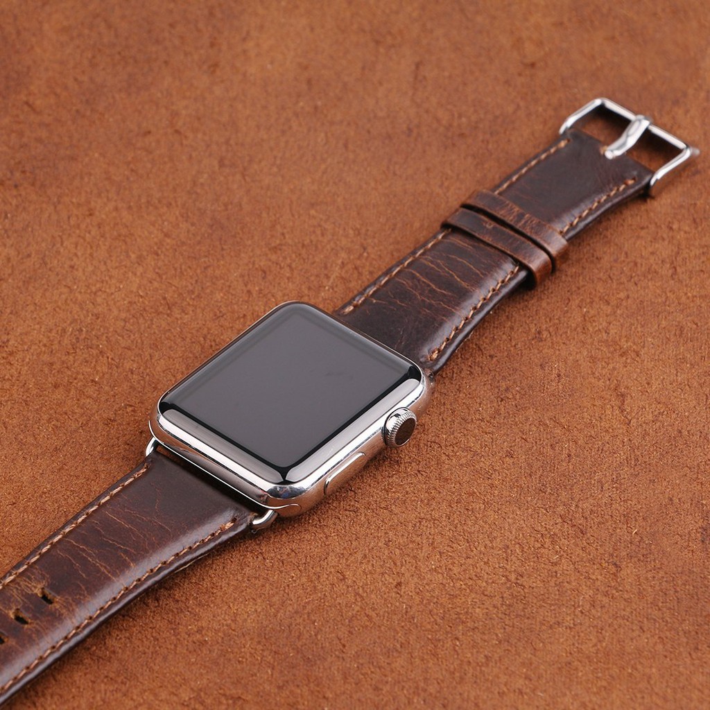 Dây đeo thay thế chất liệu da phong cách cổ điển cho Apple Watch 1/2/3 4 5 6 SE 7
