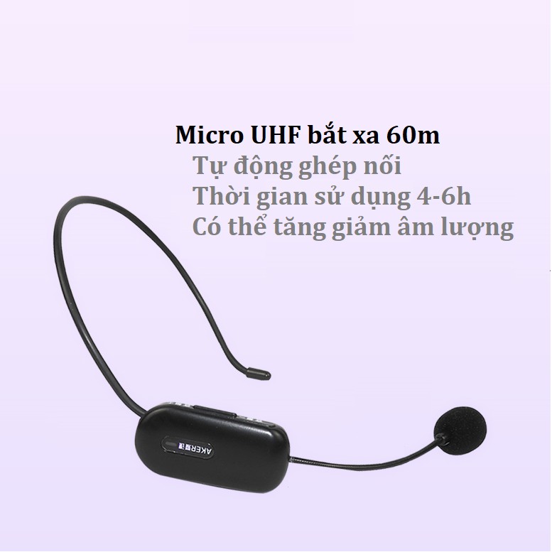 Loa trợ giảng Aker không dây AK20 sóng UHF , máy trợ giảng cao cấp Aker AK20, có bluetooth âm thanh hay trong, to, rõ