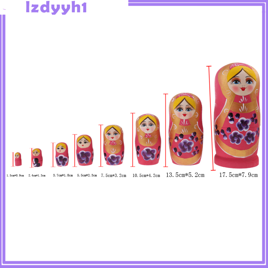 Bộ 8 Búp Bê Nga Matryoshka Bằng Gỗ Màu Hồng