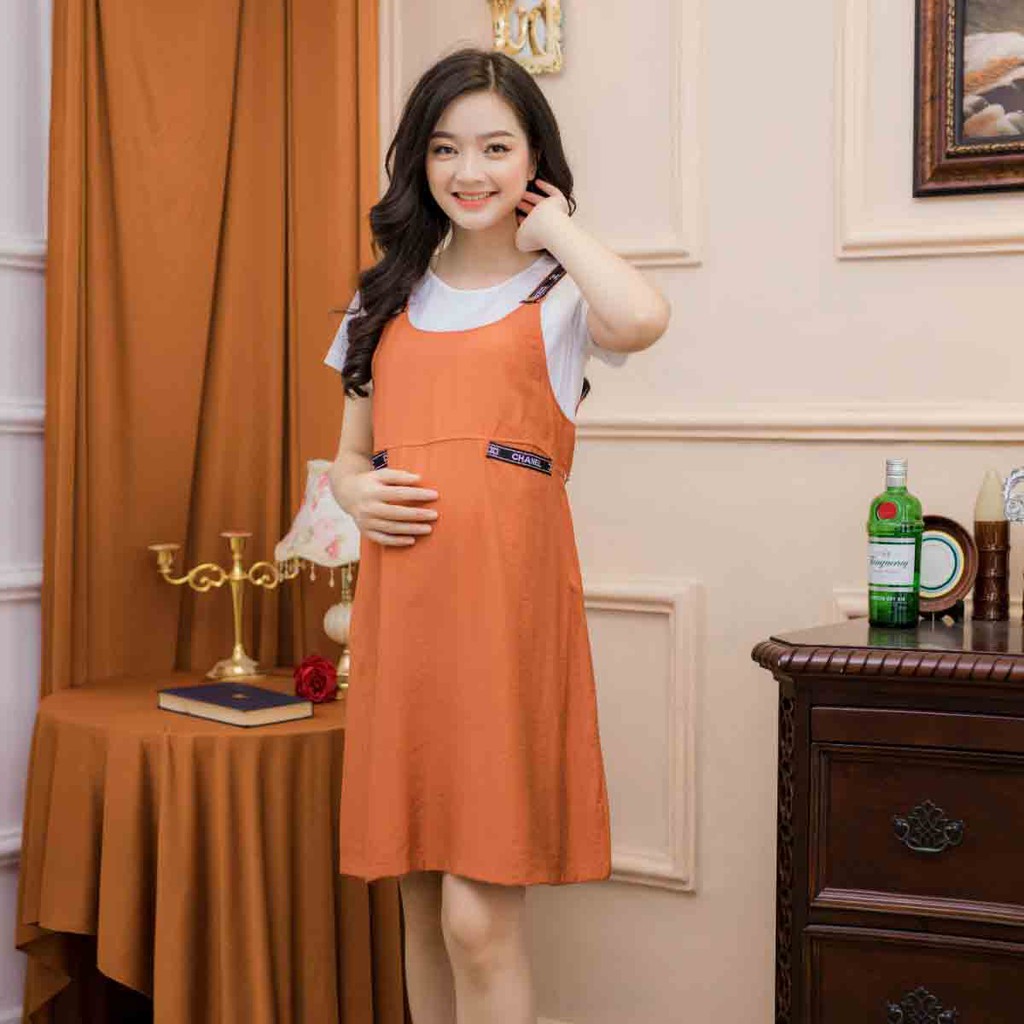 Đầm yếm bà bầu cam đất Emum