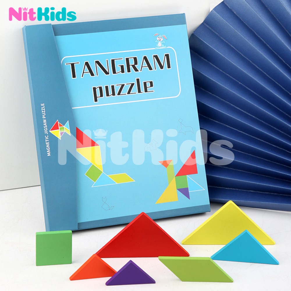 Bộ Xếp Hình Sáng Tạo Tangram, Đồ Chơi Ghép Gỗ Cho Bé 3 Tuổi, Tăng Tính Sáng Tạo và Tư Duy Trẻ Em