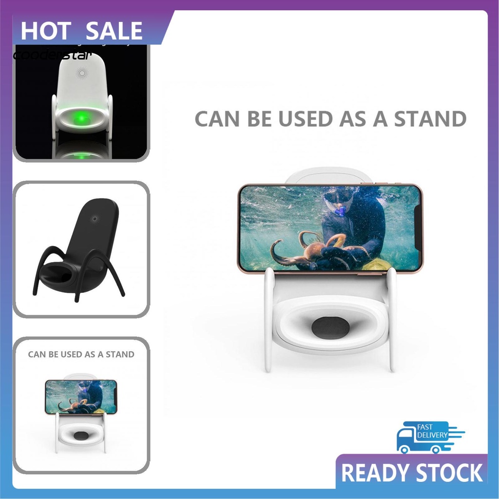 Đế sạc điện thoại không dây bằng ABS chống nước hỗ trợ sạc nhanh thiết kế hình chiếc ghế độc đáo