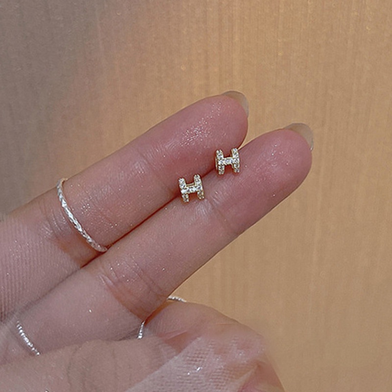 Bông Tai Chữ H Mini Bằng Bạc 925