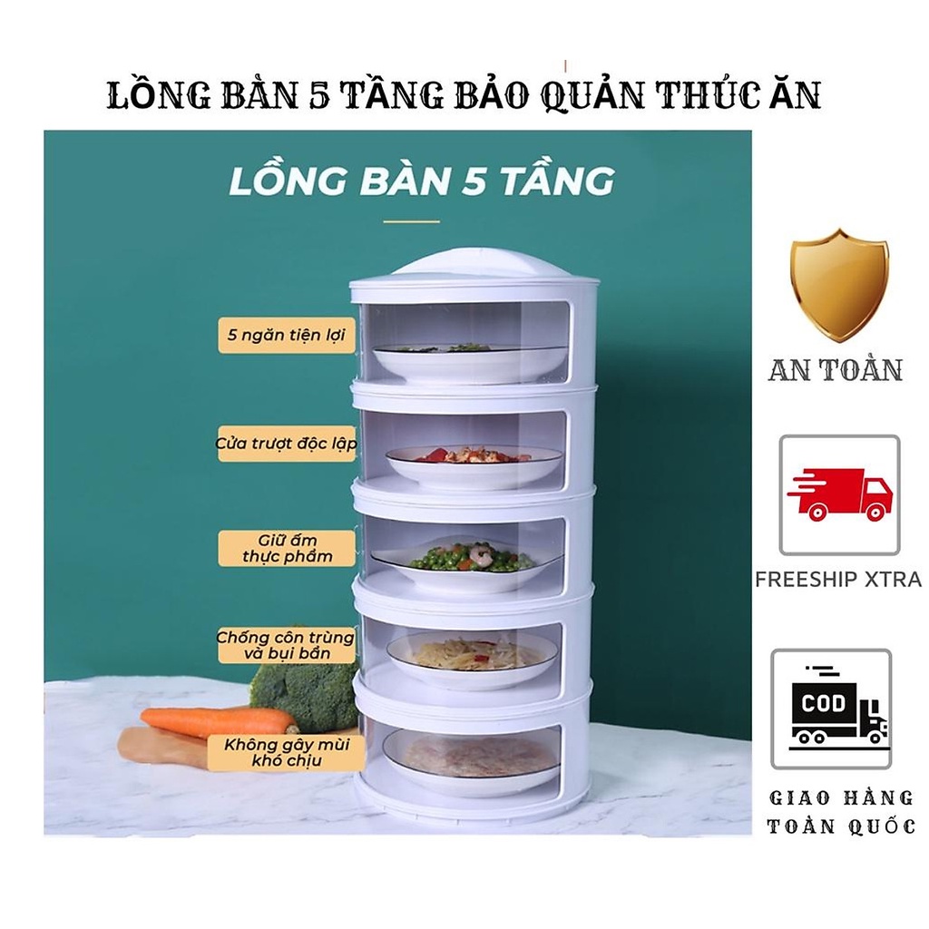 Lồng Bàn 5 Tầng Giữ Nhiệt Chống Bụi Và Côn Trùng