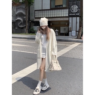 Áo khoác cardigan len trơn dáng dài