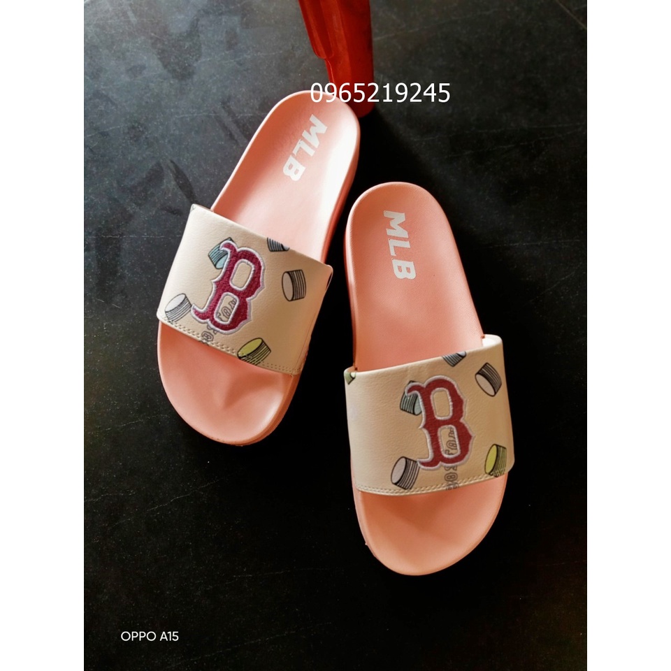 ♥️ Freeship+Hộp ♥️Dép 𝐌𝐋𝐁 nam nữ,dép quai ngang thể thao nam nữ,dép 𝐌𝐋𝐁 thêu nổi chữ B kèm tang mác đầy đủ màu full hồng