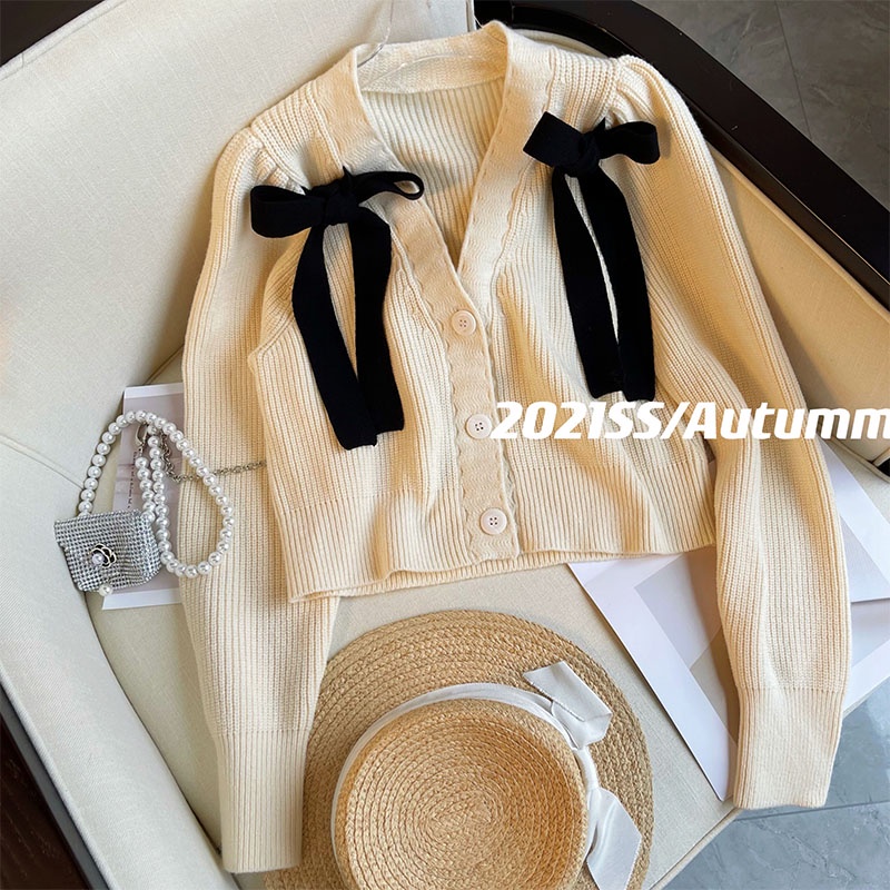 Áo dệt kim nữ tay dài cổ chữ V thời trang Hàn Quốc | BigBuy360 - bigbuy360.vn