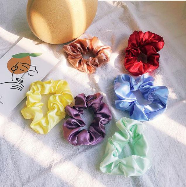 Cột tóc Scrunchies satin nhiều màu siêu xinh - Dây buộc tóc vải, vòng tay nữ dễ thương - Sỉ lẻ phụ kiện tóc giá rẻ