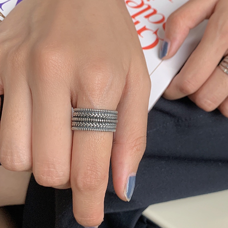 Nhẫn Đeo Tay Nhiều Lớp Màu Bạc Hình Nơ Phong Cách Punk Cổ Điển Thời Trang Cho Nam Và Nữ