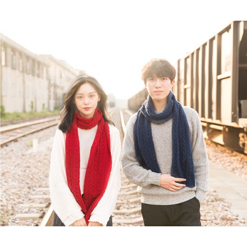 Gói nguyên liệu đan khăn quàng cổ sợi to chất cotton quà tặng bạn trai cặp đôi nam