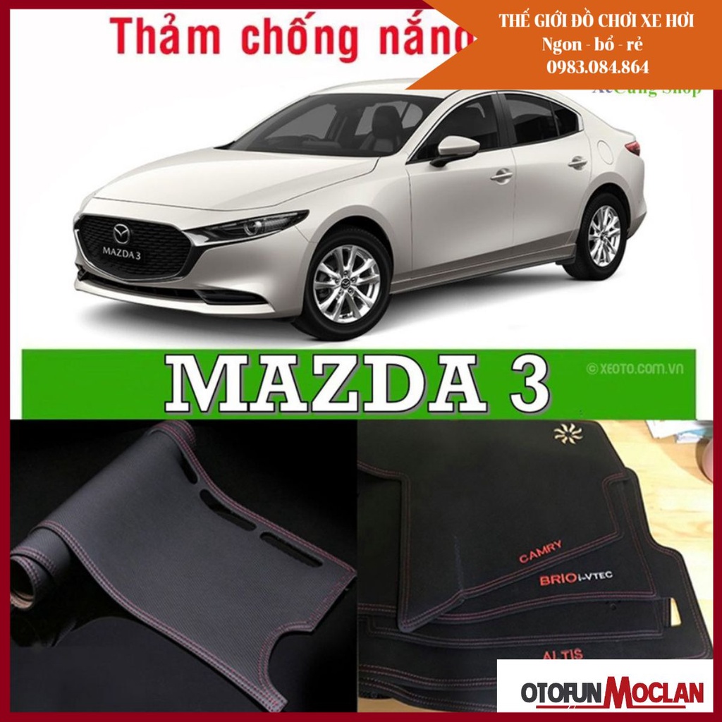 Thảm taplo vân da cacbon cao cấp dòng xe Mazda 3 Đời 2015 - 2019