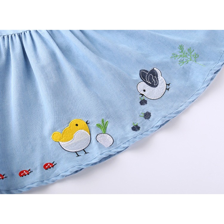 Đầm công chúa thêu hình chim dành cho bé gái