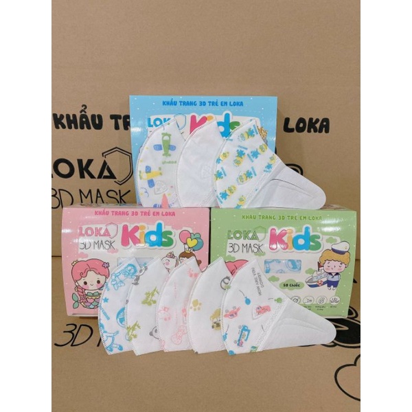 [TRÌNH LÀNG MẪU MỚI] COMBO 50 CHIẾC KHẨU TRANG CAO CẤP CHO BÉ YÊU TỪ 2 ĐẾN 10 TUỔI LOKA 3D MASK KID CÔNG NGHỆ NHẬT BẢN