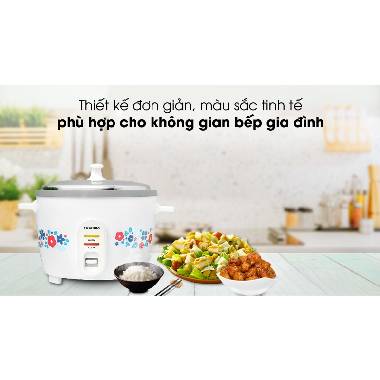 Nồi cơm điện nắp rời Toshiba RC-18MH2PV 1.8 lít-Số người ăn 4 - 6 người Công suất 700W Lòng nồi dày 1.063 mm