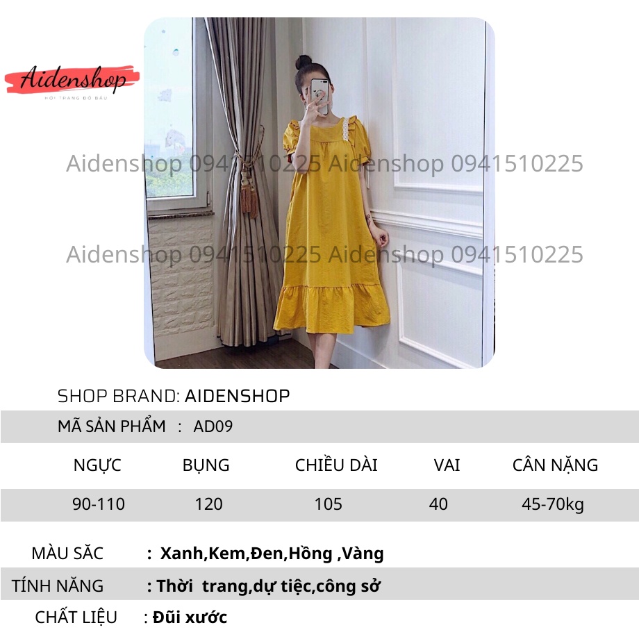 Váy bầu công sở thiết kế Aidenshop Đầm bầu thời trang dài mùa hè