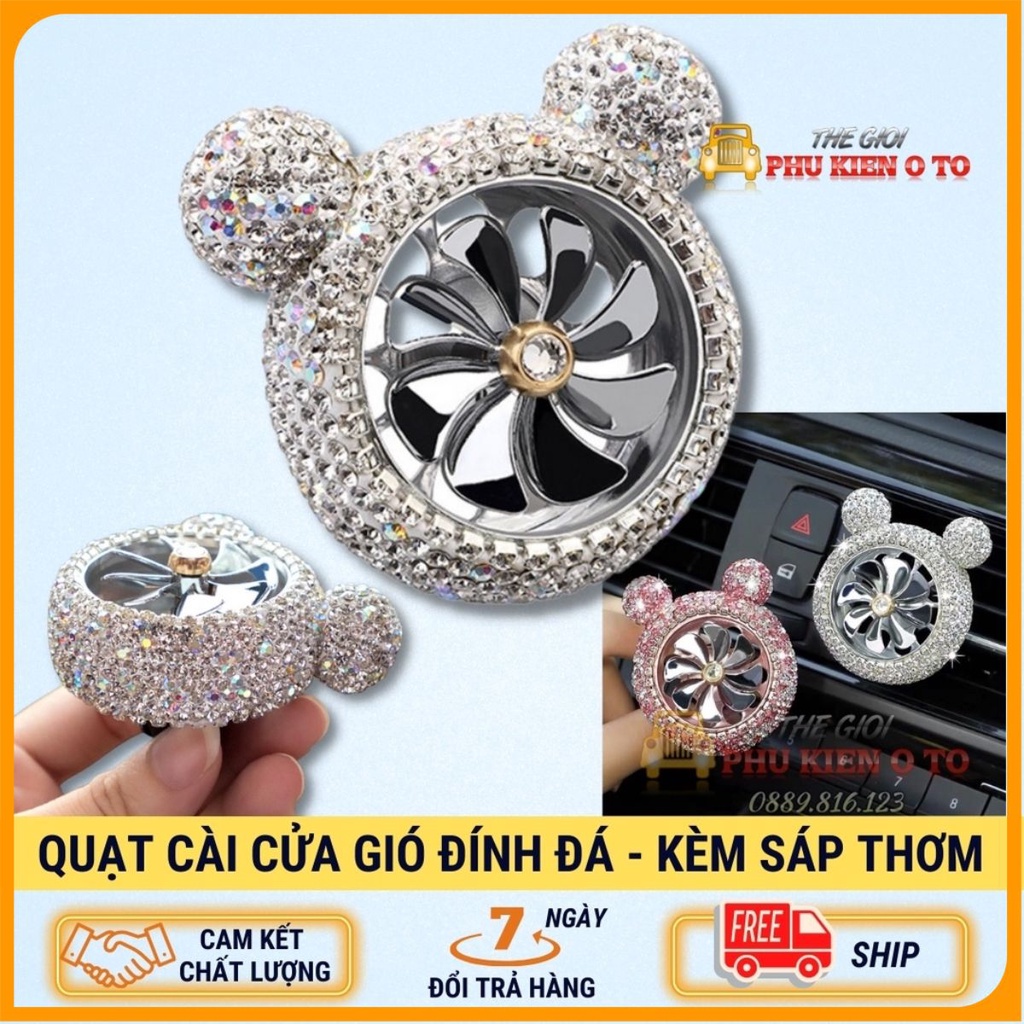 [Mã LIFEAUMAY giảm 10% tối đa 30k đơn 150k] Quạt Cài Cửa Gió Điều Hoà Oto Nước Hoa Sáp Thơm Hình Gấu Siêu Xinh