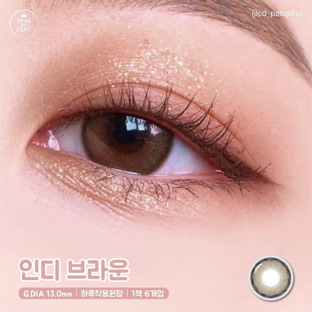 Lens mắt 1 ngày Indie Brown ANN365 màu nâu tây, kính áp tròng nội địa Hàn cao cấp đeo thoải mái suốt 24H đủ độ cận