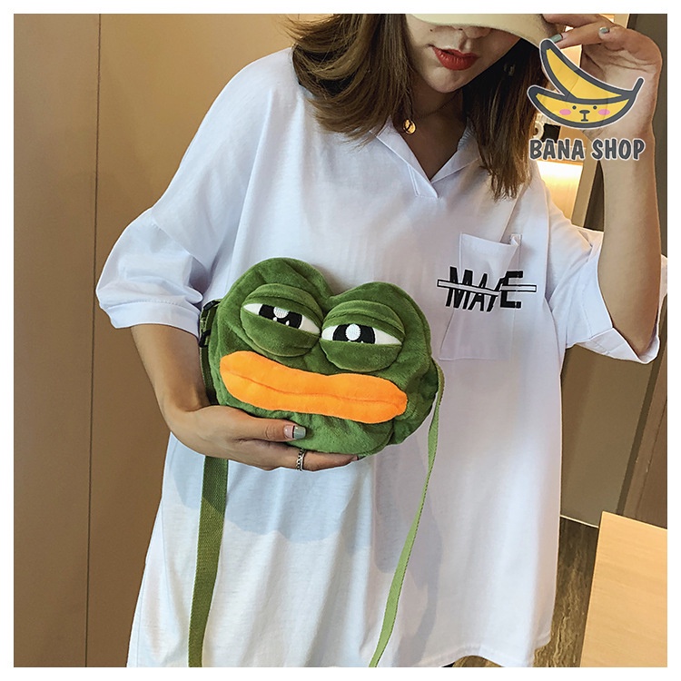 Túi đeo chéo nhỏ mặt ếch xanh Pepe sad frog siêu bựa dành cho vozer