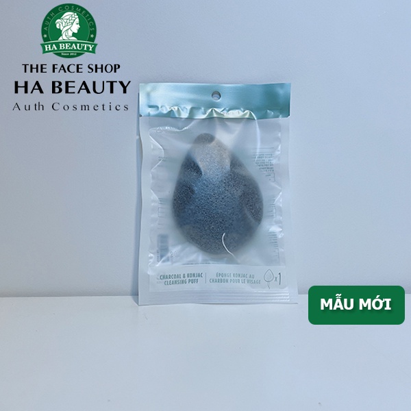 (AUTH) Bông Rửa Mặt Bọt Biển Charcoal & Konjac Cleansing Puff The Face Shop