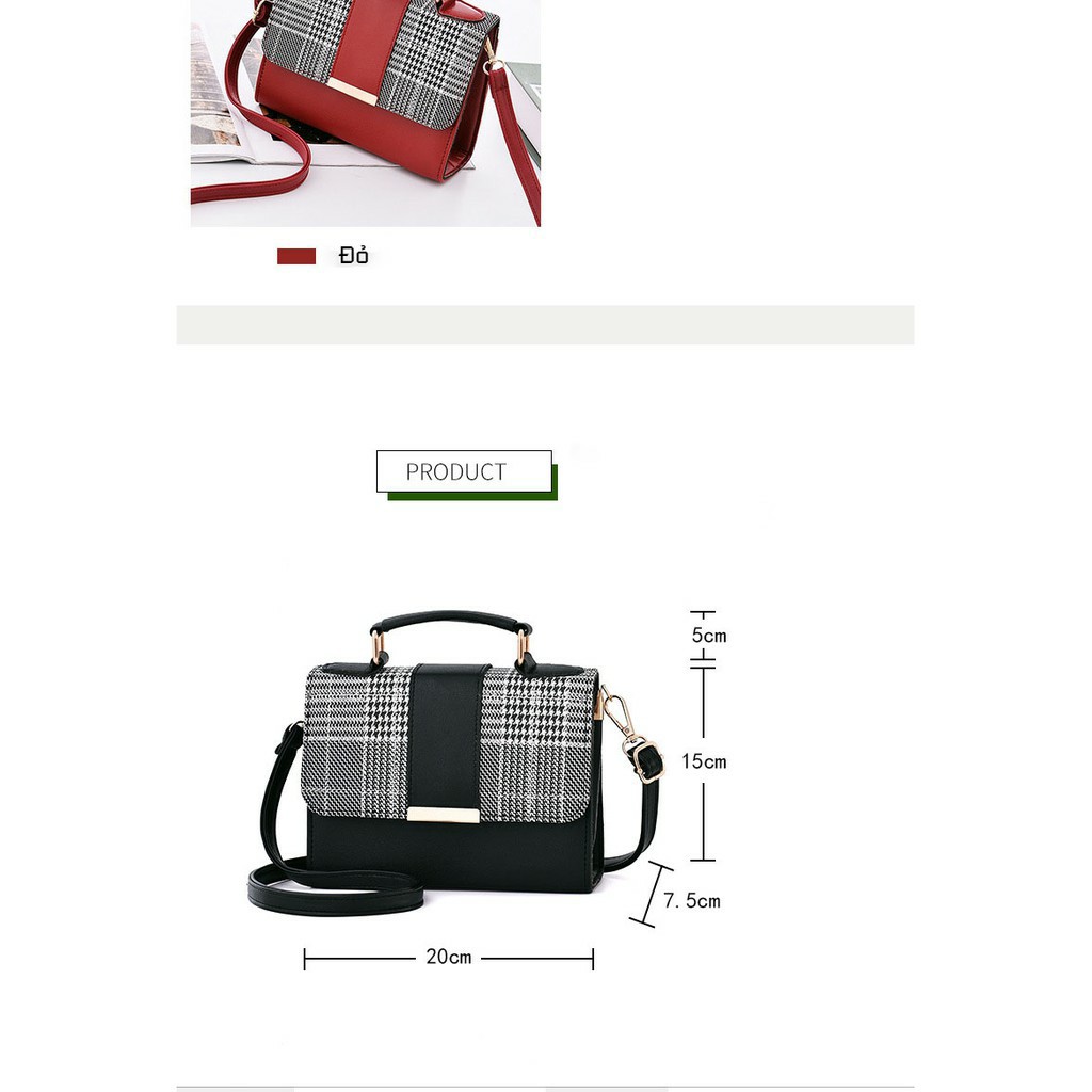 Túi Xách Nữ Dáng Công Sở JUNOER Họa Tiết Kẻ Caro Hàn Quốc Chất Liệu Da PU Cao Cấp Phù Hợp Đi Chơi, Dự Tiệc