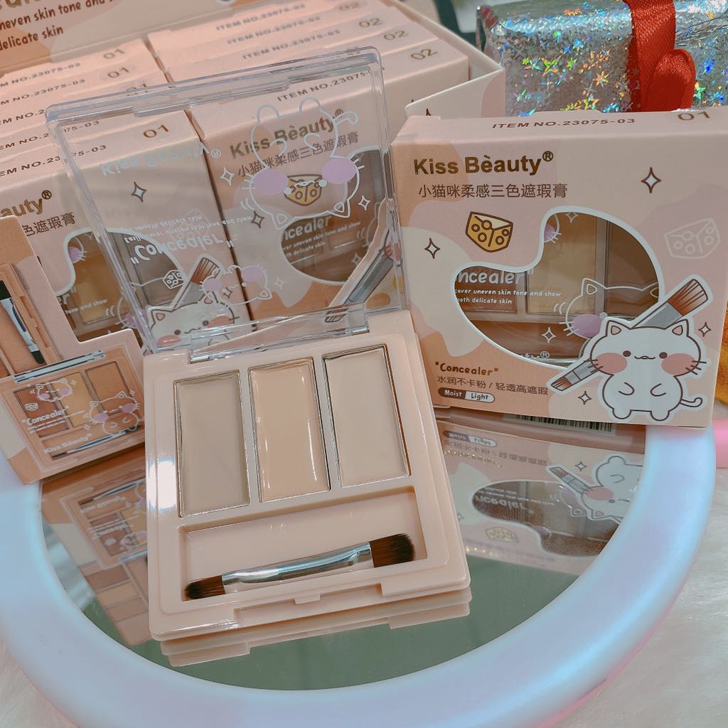 Hộp 3 ô che khuyết điểm mèo trắng Kissbeauty F322 | BigBuy360 - bigbuy360.vn