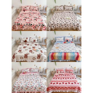 Set chăn ga gối cotton đũi bèo - chăn hè chần bông mềm mịn mát