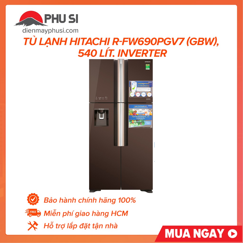 [GIAO HCM] Tủ lạnh Hitachi R-FW690PGV7X(GBW), 540 lít, Inverter