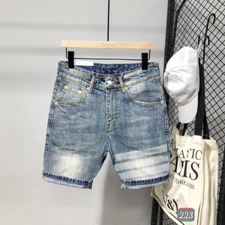 Quần Short Dùi Jeans Nam Rin Chất Bò Cao Cấp Xanh Trơn Co Giãn Basic P97
