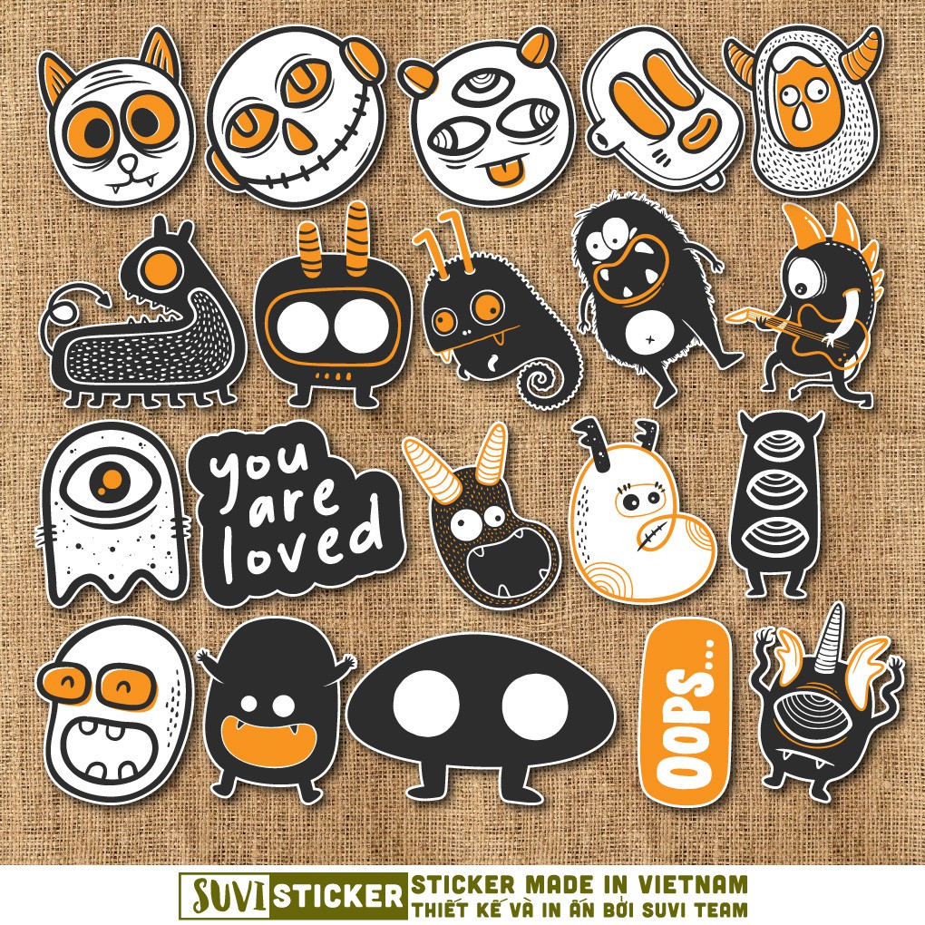 50 Sticker Yellow Monster chống nước sticker dán laptop, điện thoại, đàn guitar, mũ bảo hiểm, vali. MSP: C07